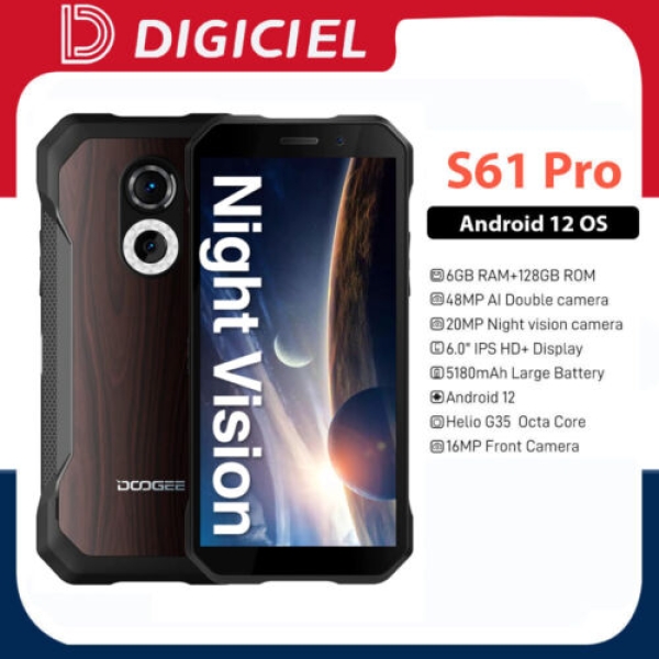 Outdoor Smartphone DOOGEE S61/S61 Pro Android 12 Nachtsicht Handy 64GB/128GB NFC
