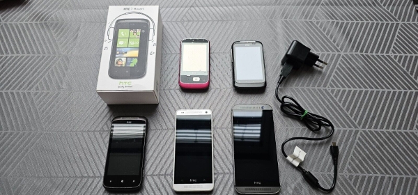 Konvolut HTC Smartphone 5x (HTC Smart, Wildfire S, 7 Mozart, One Mini, One M8)