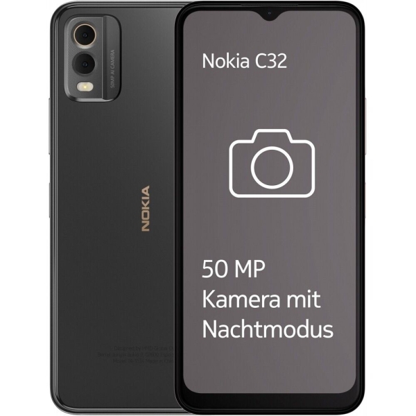Nokia C32 Smartphone 64GB 3GB RAM charcoal Dual-Kamera LTE/4G Android 5000mAh