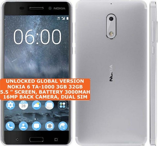 Nokia 6 Ta-1000 3gb 32gb Octa-Core 16mp Fingerprint 5.5 “ Android 4g Smartphone