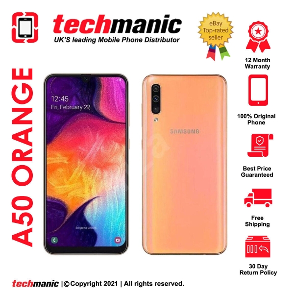 Samsung Galaxy A50 (Dual SIM) – 128 GB – orange (entsperrt) Smartphone – Klasse A