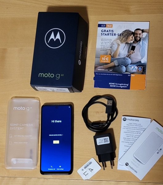 Motorola Moto G22 Smartphone 3 Wo sporadisch im Einsatz + Zugaben und Rechnung