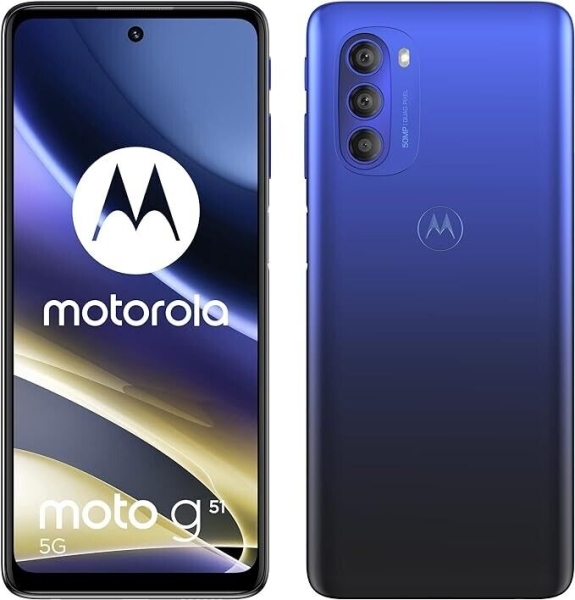Neu Versiegelt Motorola Moto G51 5G Indigoblau 64GB Dual Sim entsperrt Smartphone