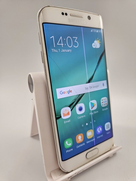 Samsung Galaxy S6 Edge weiß entsperrt 32GB 5.1″ Android Smartphone rissig #C21