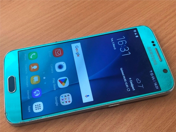 Samsung Galaxy S6 G920F blauer Topas (entsperrt) Android Smartphone mit Beschädigungen