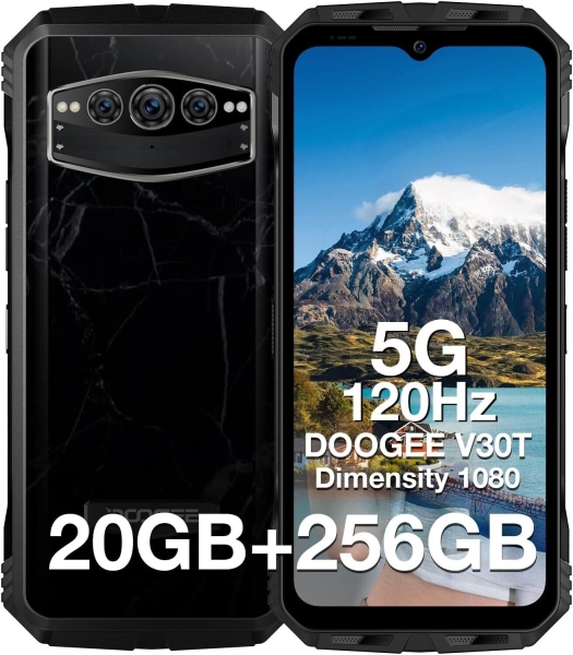 Doogee V30T 6,58″“ Robustes Smartphone 5G 20GB+256GB 1080 Telefon 108MP schwarz