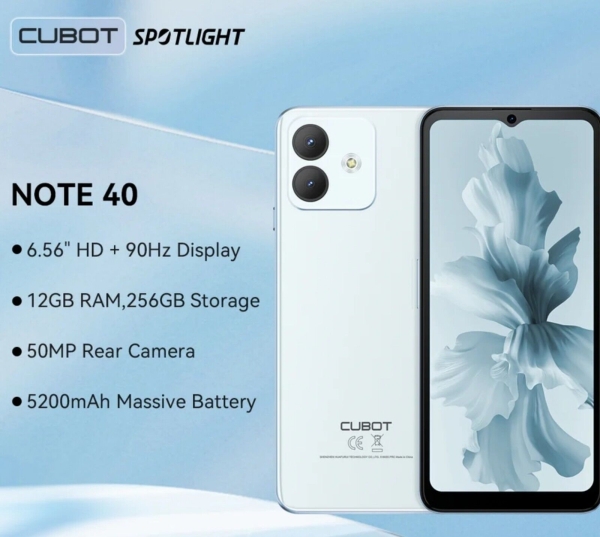 Cubot Note 40 Android 13 Smartphone 12 (6+6)GB+128GB schwarz DualSim entsperrt Telefon