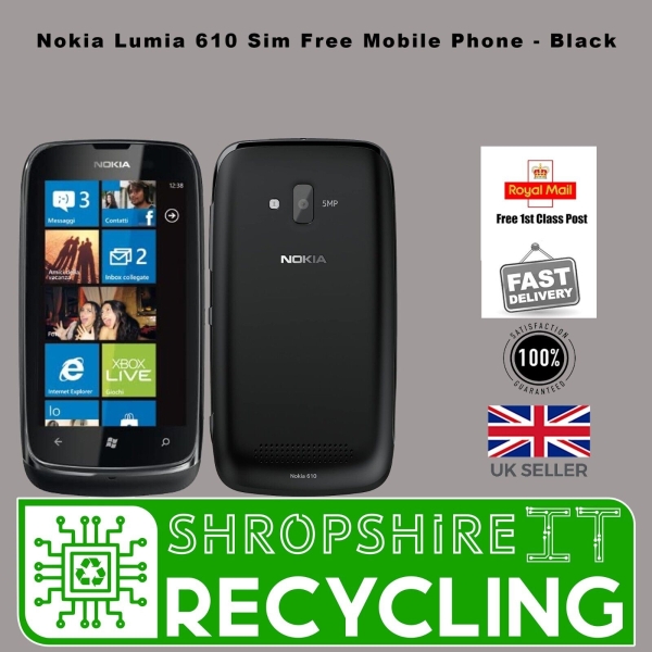 Nokia Lumia 610 8GB entsperrt 3G Windows Smartphone – schwarz