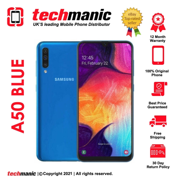Samsung Galaxy A50 (Dual SIM) – 128 GB – blau (entsperrt) Smartphone