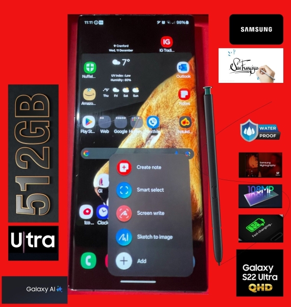 Samsung S22 Ultra 512GB Candy Apple entsperrt 5G Ai Smartphone Handy HINWEIS SPen
