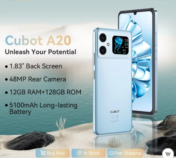 Cubot A20 12 (4+8) + 128GB Dualsim schwarz entsperrt Android 14 Dualscreen Smartphone
