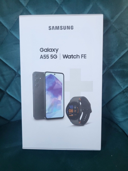SAMSUNG Galaxy A55 5G + Watch FE 128 GB Awesome Navy Smartphone Smartwatch Neu!