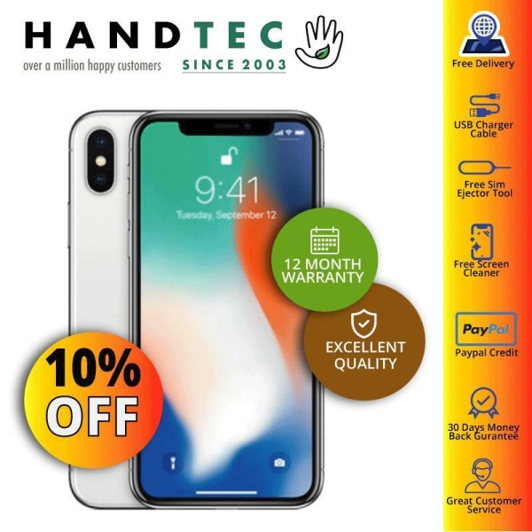 Apple iPhone X 64GB entsperrt Smartphone silber – EXTRA 20% RABATT – SEHR GUT A