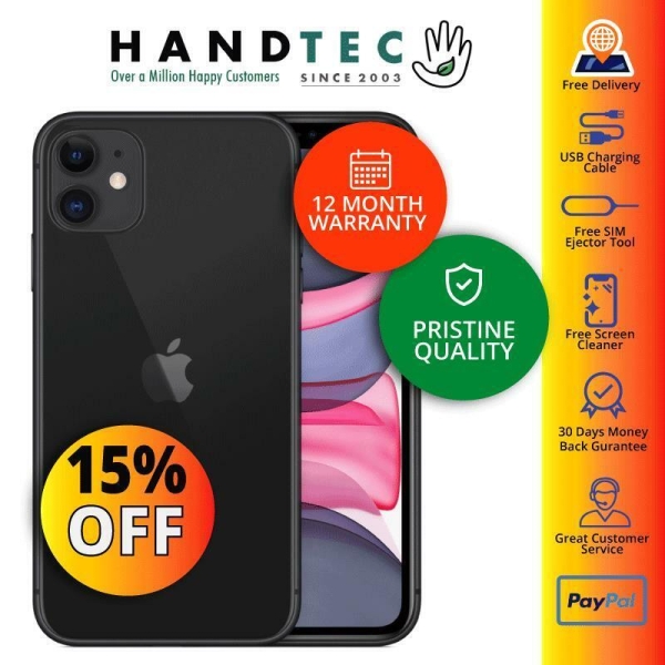 Apple iPhone 11 64GB entsperrt Smartphone schwarz – EXTRA 15 % RABATT – MAKELLOS AA+