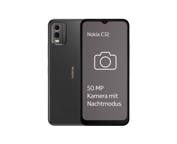 Nokia C32 TA-1534 DS Android Smartphone 64GB Charcoal/Noir Charbon B-Ware