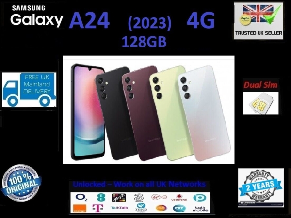 Brandneu Samsung Galaxy A24 4G 128GB 4GB GB RAM Dual Sim entsperrt Smartphone