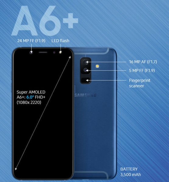 Neu VERSIEGELT Samsung Galaxy A6+ (2018) A605F 4GB/32GB Dual Sim SIM Kostenlos – Lavendel