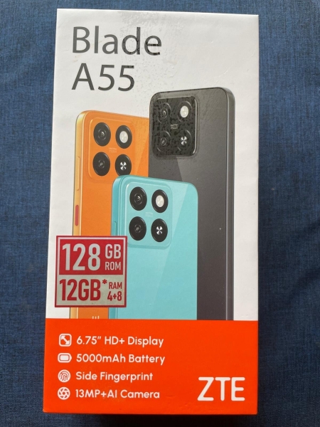 ZTE Blade A55 Android Handy (Schwarz/12GB+128GB/Dual SIM/Entsperrt/NEU)