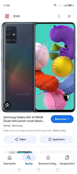 Samsung Galaxy A51 6.5 Zoll 128 GB Dual SIM Android Schwarz Smartphone
