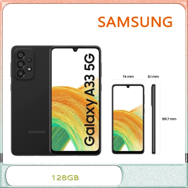 Samsung Galaxy A33 128GB Entsperrt Schwarz 6,4″ AMOLED Android Smartphone 48MP