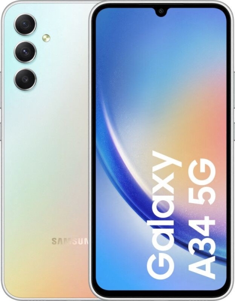 SAMSUNG Galaxy A34 5G 128GB Silber – Hervorragend – Smartphone