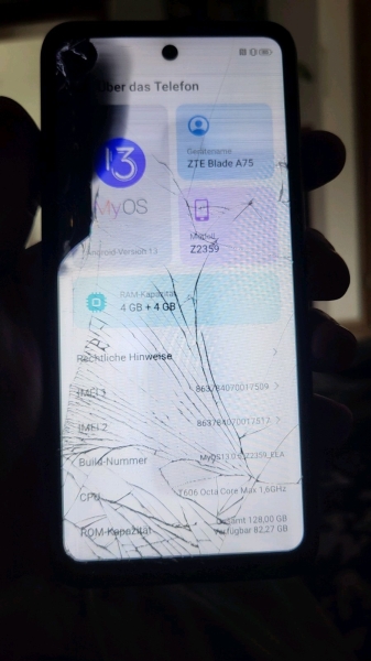 ZTE BLADE A75 Smartphone DISPLAYSCHADEN Handy Kein Nokia Samsung oder IPhone