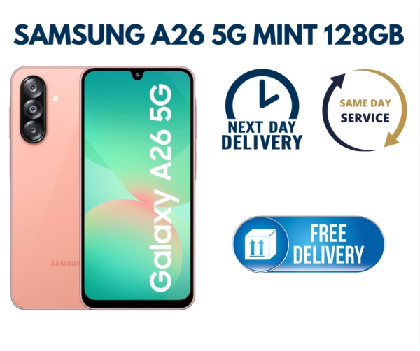 Samsung A26 5G 128GB Dual Sim entsperrt Farbe Peach Pink Android Smartphone.