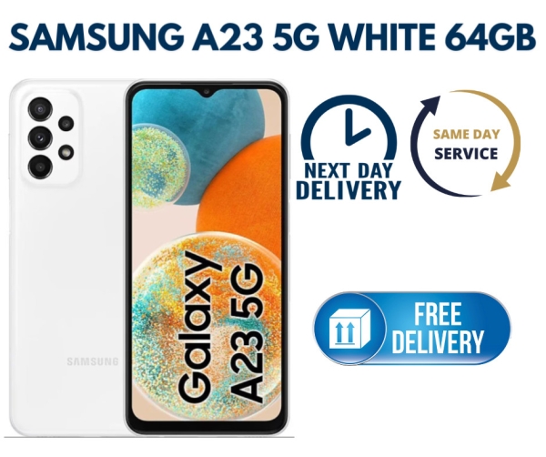Samsung Galaxy A23 64GB 5G Dual SIM weiße Farbe entsperrt Smartphone makellos A+