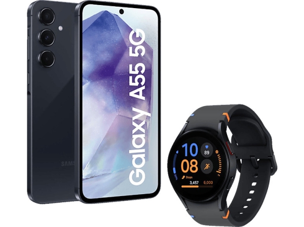 SAMSUNG Galaxy A55 + Watch FE 128 GB Smartphone  6.6Zoll Awesome Navy ink Folien