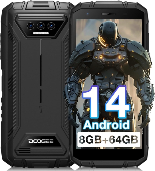 DOOGEE S41T Rugged Smartphone, Android 14 Rugged Phone 6300mAh, schwarz