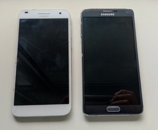2 Stück Smartphones Samsung Note 4 und Huawei Ascend G7 als Ersatzteilspender