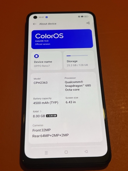 Oppo Reno 7 128GB schwarz 8GB RAM 48MP Android entsperrt Smartphone