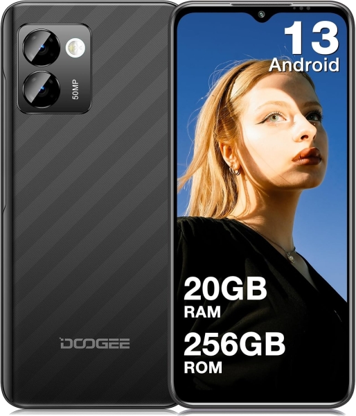 Doogee N50 Pro 20GB + 256GB/1TB TF, Android 13 Smartphone schwarz