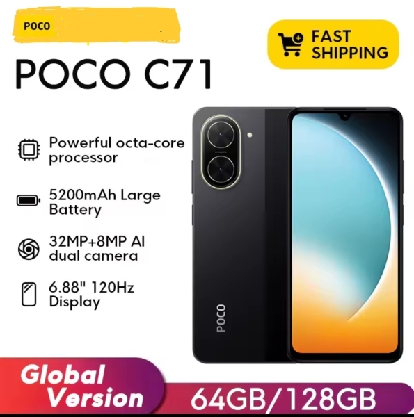 Xiaomi Poco C71 Dual Sim 8+128GB 4G 6,88″ schwarz entsperrt Android Smartphone