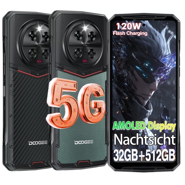 DOOGEE DK10 5G Outdoor Smartphone 32GB+512GB 50MP AI + 64MP Nachtsicht Handy NFC