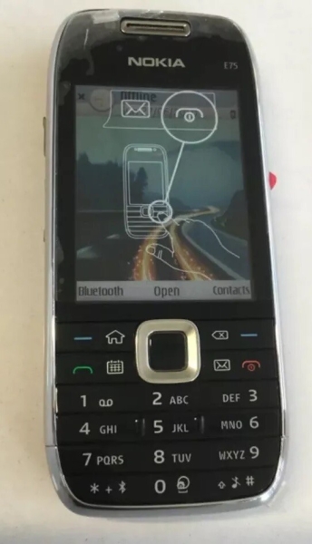Nokia E75 Smartphone (entsperrt) – Silber Schwarz Funktioniert aber mit Sim Tray Defekt