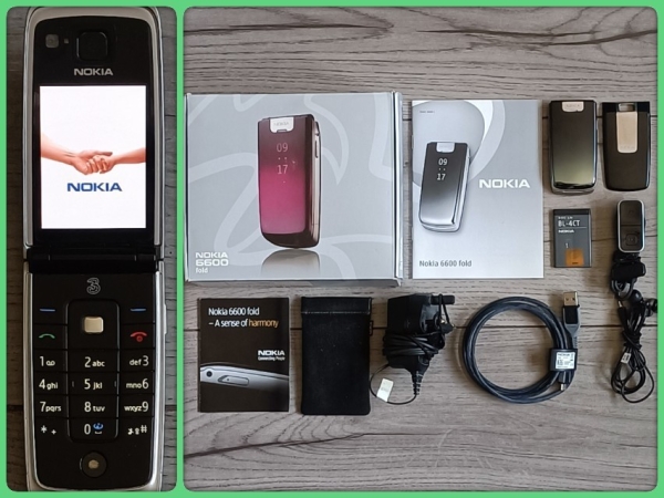 Nokia 6600 Fold (RM-325) Sammlerhandy. Originalkarton mit Inhalt.