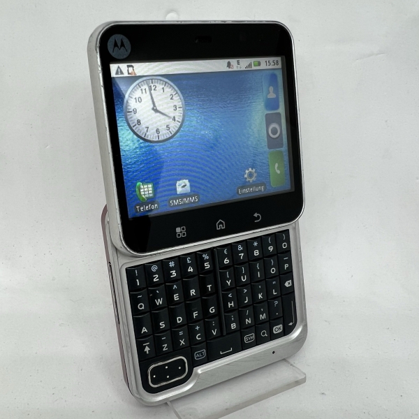 Motorola Flipout (MB511) Smartphone in Silber (Super Zustand und ohne Simlock)