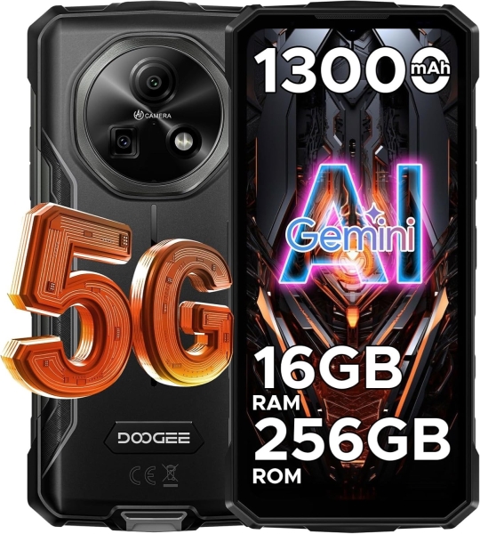 Doogee Fire 7 Rugged Smartphone (6,6″ HD, 16GB RAM, 256GB Speicher, 65MP, 5G)