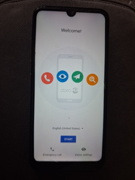 Doro 8100 4G Smartphone für Senioren entsperrt mit Halterung – gesprungenes Display