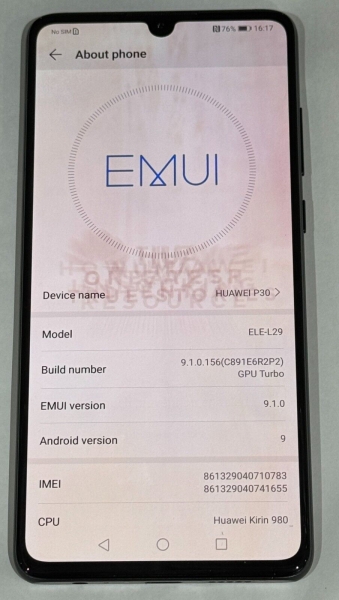 Huawei P30 – (Dual-SIM) – 128 GB – Smartphone schwarz (entsperrt) – Modell UK –