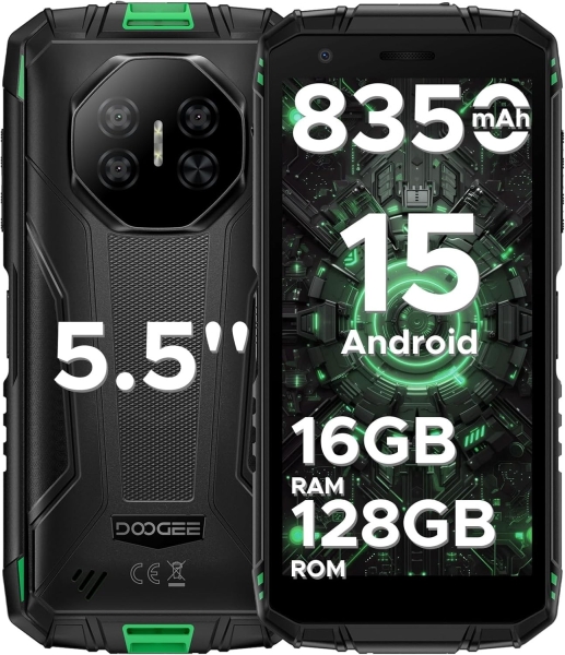 DOOGEE Fire 3 Pro Android 15 AI Rugged Smartphone, 16GB+128GB/2TB Octa-Core
