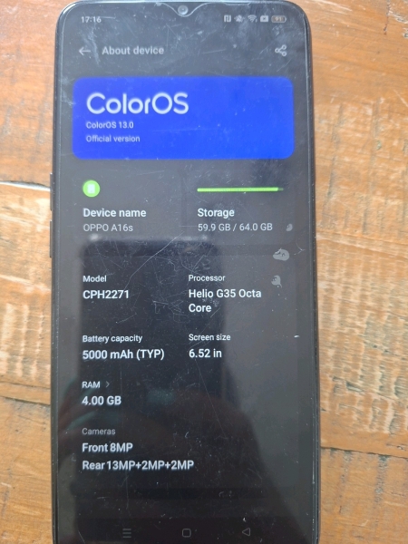 Oppo A16s 64GB Android Smartphone Crystal Black