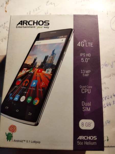 ARCHOS  Helium 50 – 8GB – Schwarz (Ohne Simlock) Smartphone mit Anleitungs CD