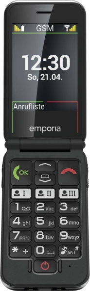 Emporia Joy Tastatur Handy 2,8 Zoll klappbar Hörgeräte kompatibel schwarz