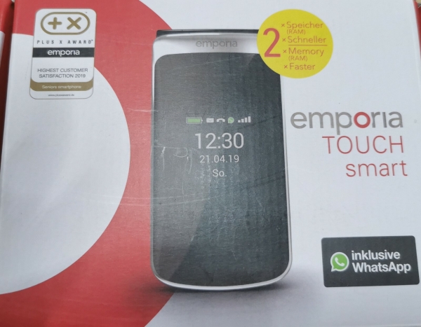 Emporia TOUCHsmart 4GB Senioren-Klapp-Handy-mit-Ladestation OVP 3,4″