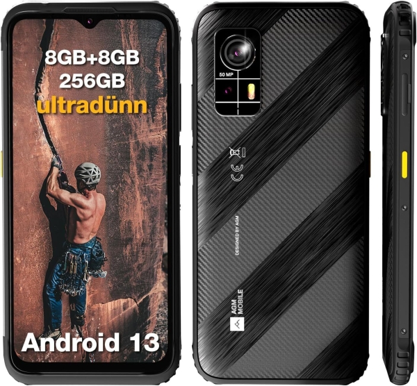 AGM H6 Ultradünn Robust Smartphone Handy Ohne Vertrag Handy 16GB+256GB NFC 6.56′