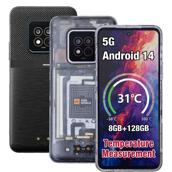 AGM X6 5G Rugged Smartphone 8GB+128GB Ohne Vertrag Handy Temperaturmessung Handy