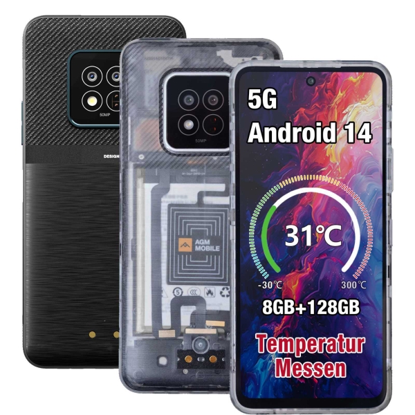 AGM X6 5G Rugged Smartphone 8GB+128GB Ohne Vertrag Handy Schlank und leicht