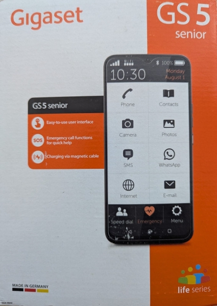 Gigaset GS5 senior Smartphone SOS Funktion-64 GB Android 12, dark Titanium – OVP